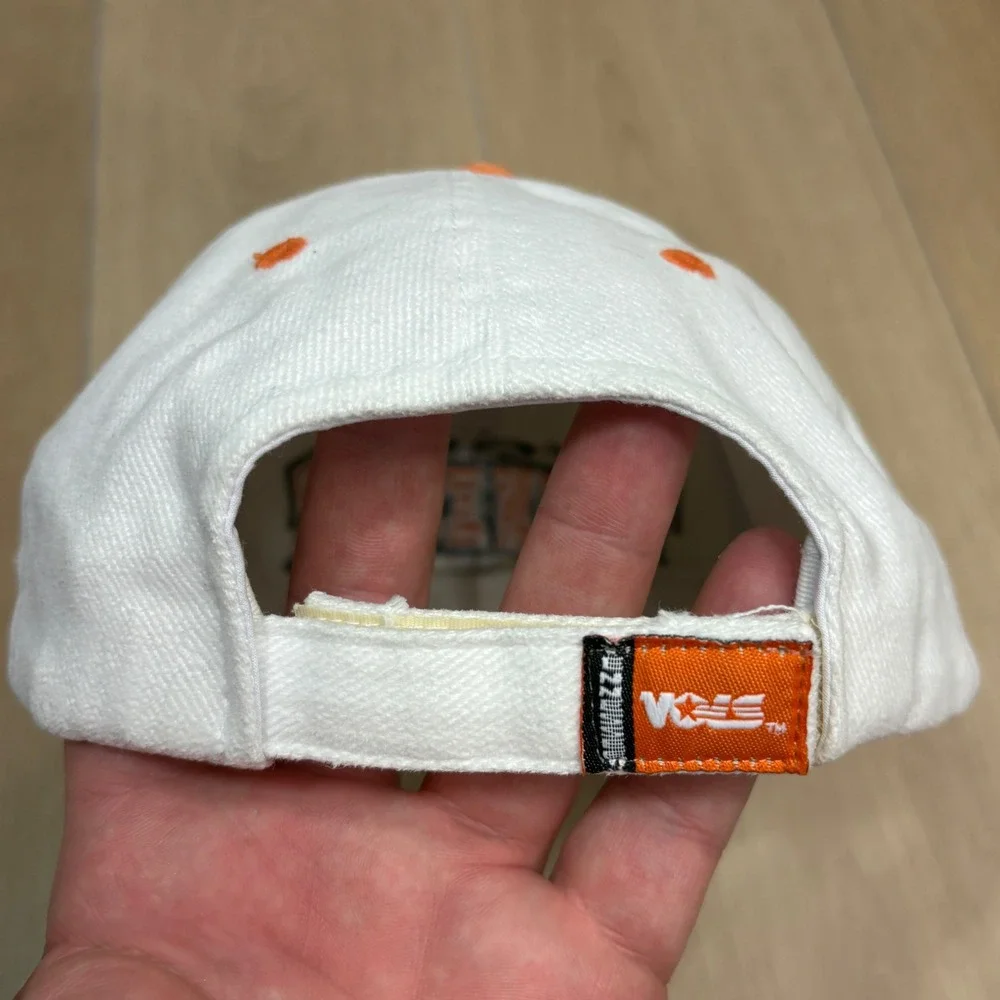 Vintage Tennessee Volunteers Vols Hat White Orange Strap Adjustable Cap Y2K